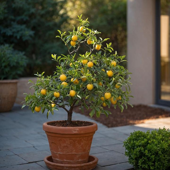 Actual product image Plant in a Box Citrus calamondin, citrus limon, ficus carica, olea - set of 8 Mediterranean fruit trees (25 cm)