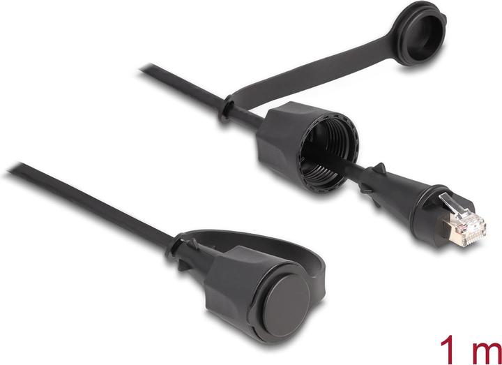 Image du produit Delock Câble réseau RJ45 à RJ45 Cat.6 STP avec capuchon d'étanchéité Extérieur IP68 poussière et humidité (S/UTP, CAT6, 1 m)