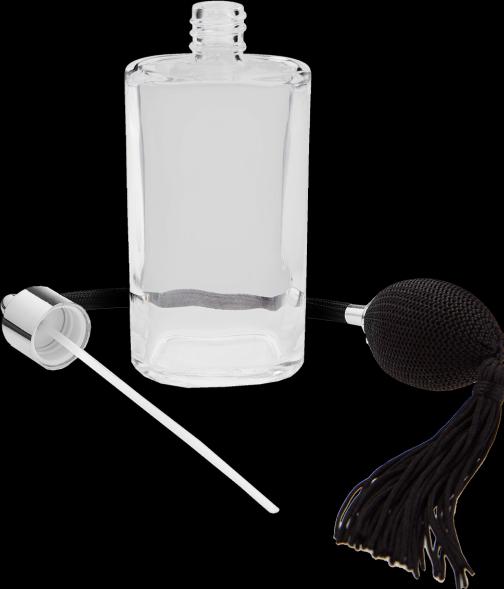 Produktbild Klarglas-Flasche oval, mit Ballpumpe silber/schwarz, für 100 ml (100 ml)