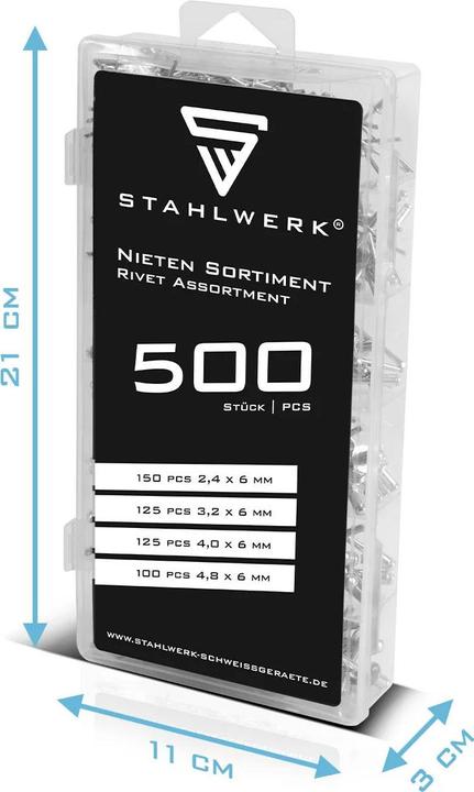 Produktbild Stahlwerk Nieten Sortiment 1000-teilig Blindnieten Set aus Aluminium Nietenset