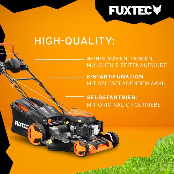 Actual product image Fuxtec Petrol lawn mower with electric starter zipgo® (Rechargeable battery operated)