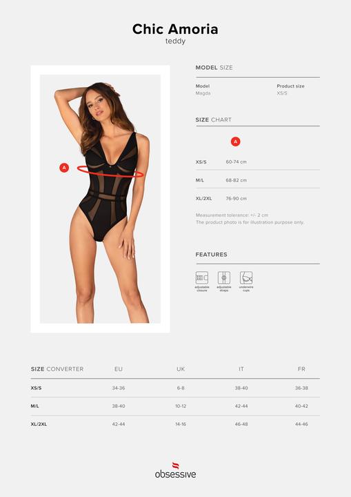 Produktbild Obsessive Chic Amoria Teddy Schwarz (XS, S)