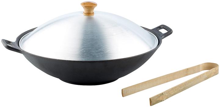 Tornwald-Schmiede Gusseisen Wok Set (37 cm, Wok Pfanne, Gusseisen)