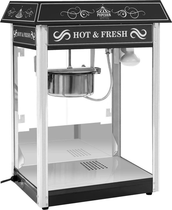 Produktbild Royal Catering Popcornmaschine Retro Popcornmaker Popcornautomat 1600W 5kg h Dach Schwarz