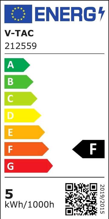 Energie-Label V-TAC VT2835 LED Streifen 2835 60 LED 12V IP20 3000K 5m (Warmweiss, 500 cm)