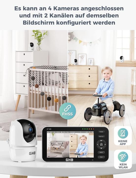 Actual product image GHB Babyphone mit 2 Kameras und 5-Zoll-Display (Video & Audio)