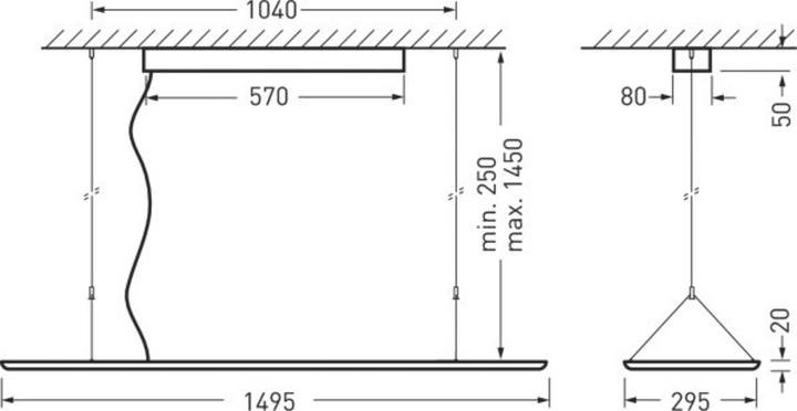 Produktbild Trilux LED-Pendelleuchte 55W 4000K 6000lm Konv sym 1LED LED nicht austauschbar IP20 (6000 lm)