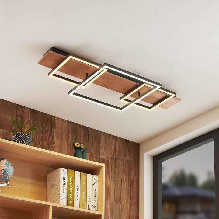 Produktbild Lucande Chariska LED-Deckenlampe Holz schwarz 95cm (740 lm)