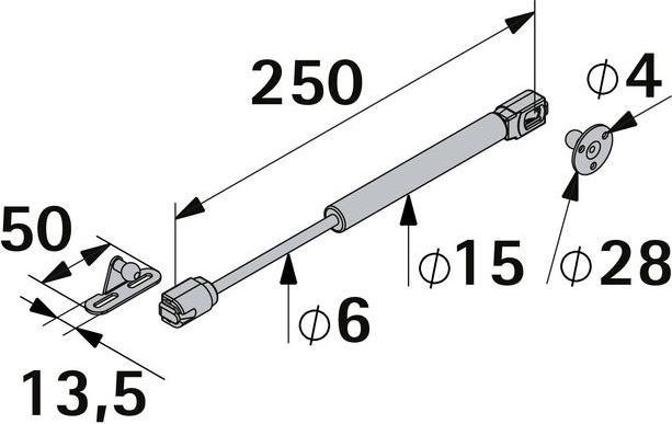 Produktbild Hettich Klappensttze Lift Basic, rechts/links verwendbar, ffnungswinkel 80 - 110, 1 Stck.