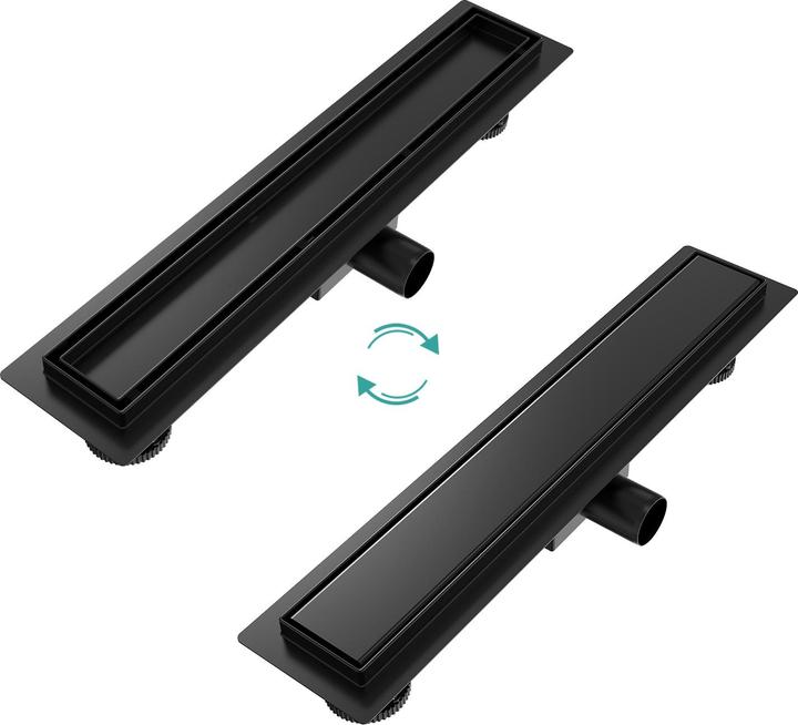Emke Canale di scarico per doccia in acciaio inox, set completo con sifone+arresto dell'odore+cattura (500 mm)
