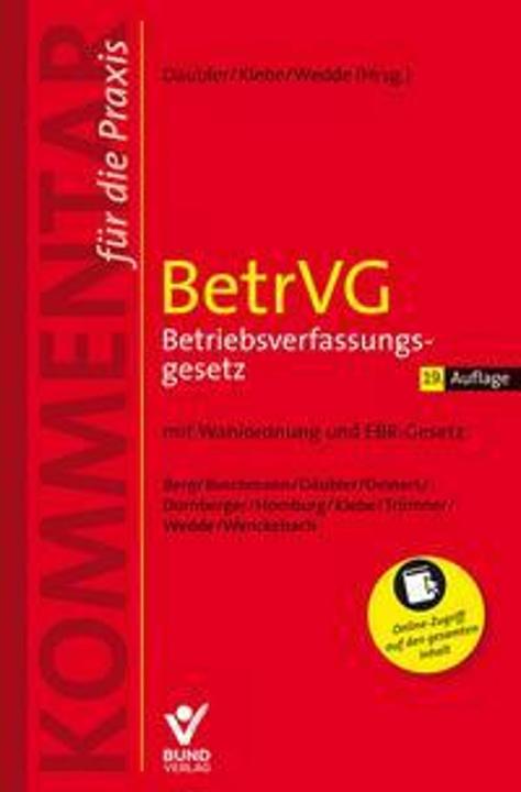 Produktbild BetrVG Betriebsverfassungsgesetz (Deutsch, Berg, Peter/Buschmann, Wolfgang(Dr.)ua, Rudolf/Däubler, 2024)