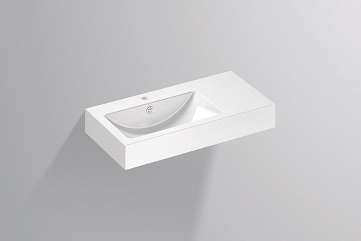 Produktbild Alape Waschtisch WT.PR800H.L, rechteckig B: 800mm H: 143mm T: 405mm, 4205000000, weiss (405 mm, 800 mm)