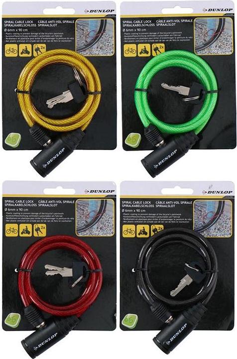 Produktbild Dunlop - Spiral-Fahrradschloss mit Schlüssel 90 cm (Grün)