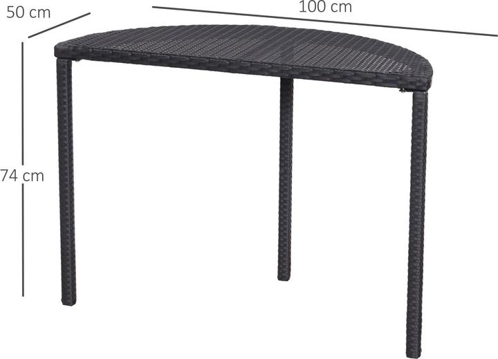 Produktbild Outsunny Rattan Balkontisch halbrund (50 cm)