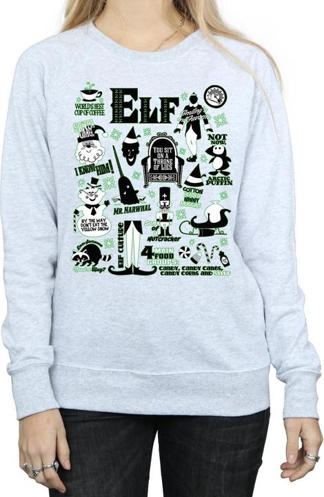 Actual product image Elf Womens/Ladies Infographic Poster Sweatshirt (L)