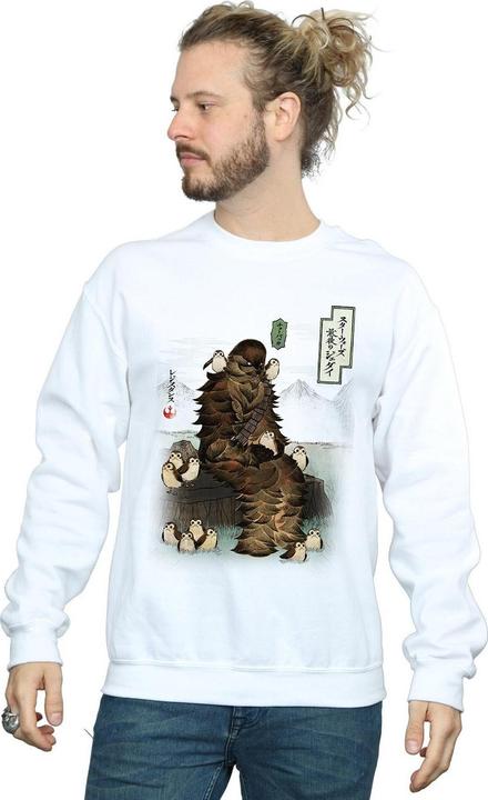 Actual product image Star Wars Mens The Last Jedi Japanese Chewbacca Porgs Sweatshirt (M)