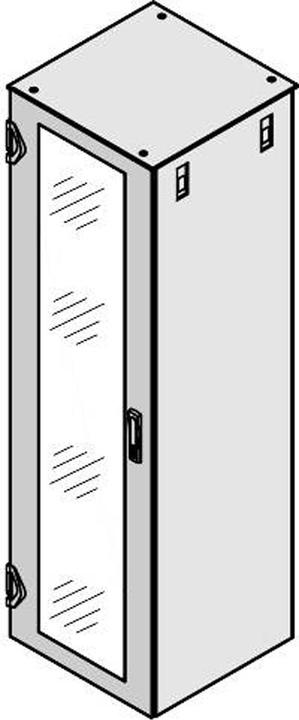 Produktbild Schroff Glastür IP 20, 1-Punkt-Verriegelung - TUER 1200H 800B GLAS RAL7021 (19 Zoll Rack)