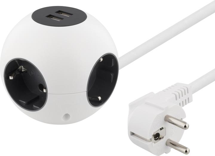 Actual product image Deltaco GT-292 power extension 4 AC outlet(s) Indoor Black, White (1.40 m, CEE 7/3)
