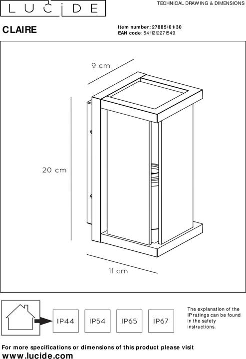 Actual product image Lucide Claire mini (E27, IP54)