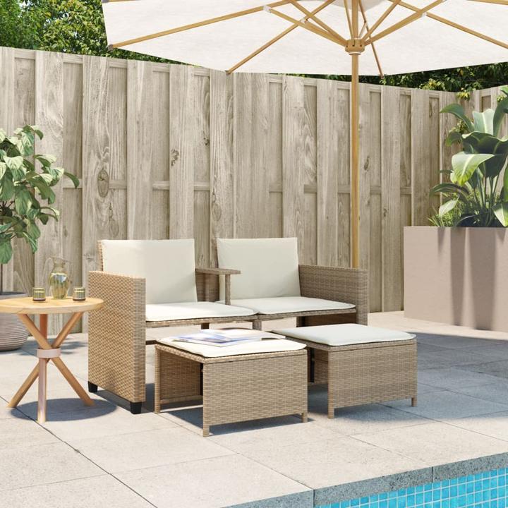 Image du produit VidaXL Canapé de jardin 2 places avec table et tabourets