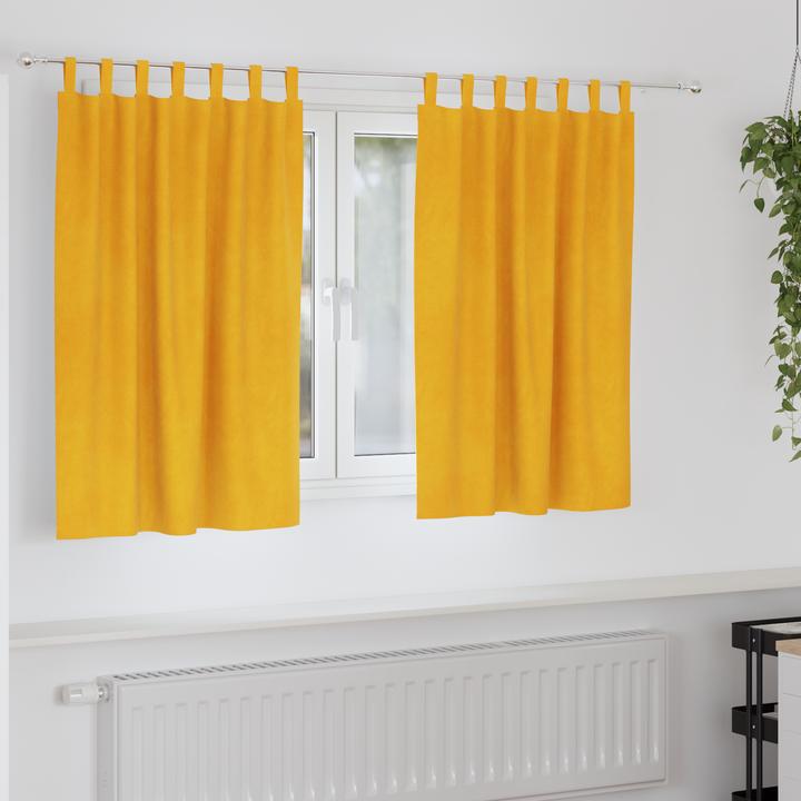 Produktbild VidaXL Verdunkelungsvorhänge mit Hängebändern 2 Stück Senfgelb Samt (141 x 144 cm)