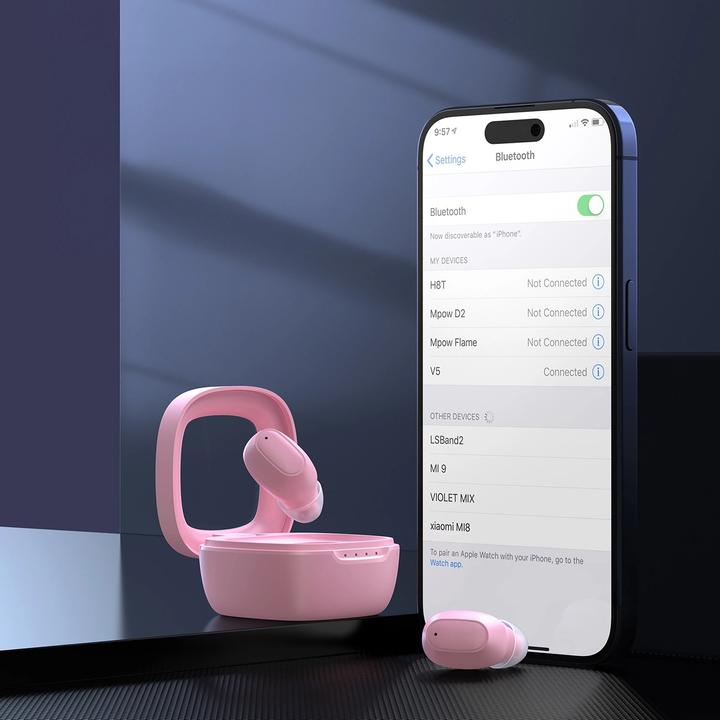 Image du produit Choetech MEMS wireless TWS Bluetooth 5.3 headphones - rose (17 h, Sans fil)