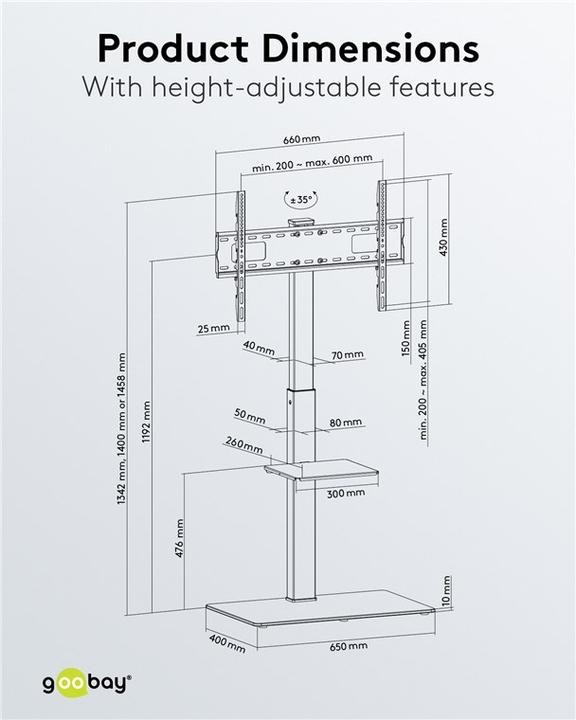 Produktbild Goobay TV-Bodenständer Basic (Universal, 65", 40 kg)