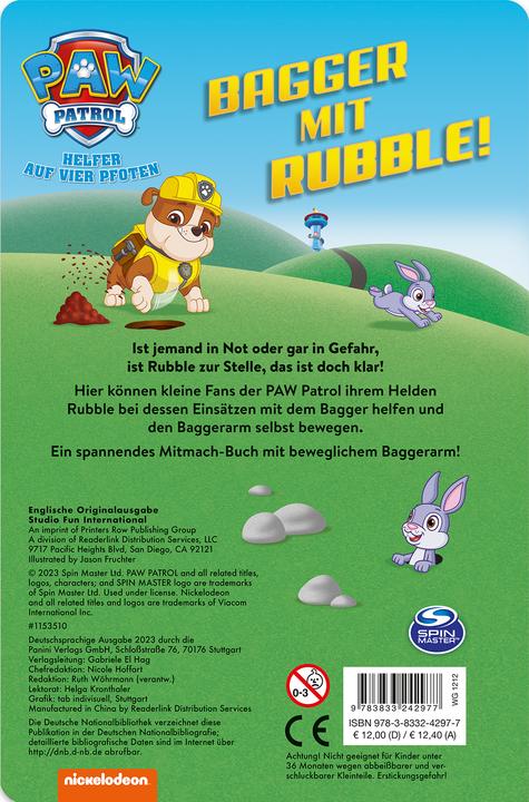 Produktbild Panini PAW Patrol: Bagger mit Rubble! (Deutsch, Panini, 2023)