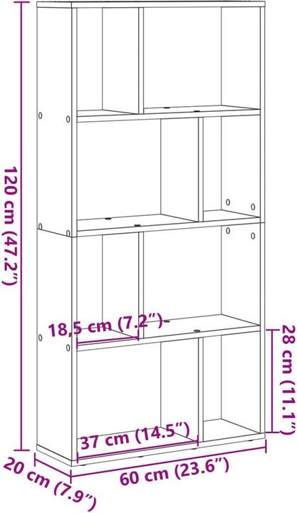 Produktbild VidaXL Bücherregal Raumteiler Standregal Aktenregal Büroregal Regal Sonoma-Eiche (60 x 20 x 120 cm)
