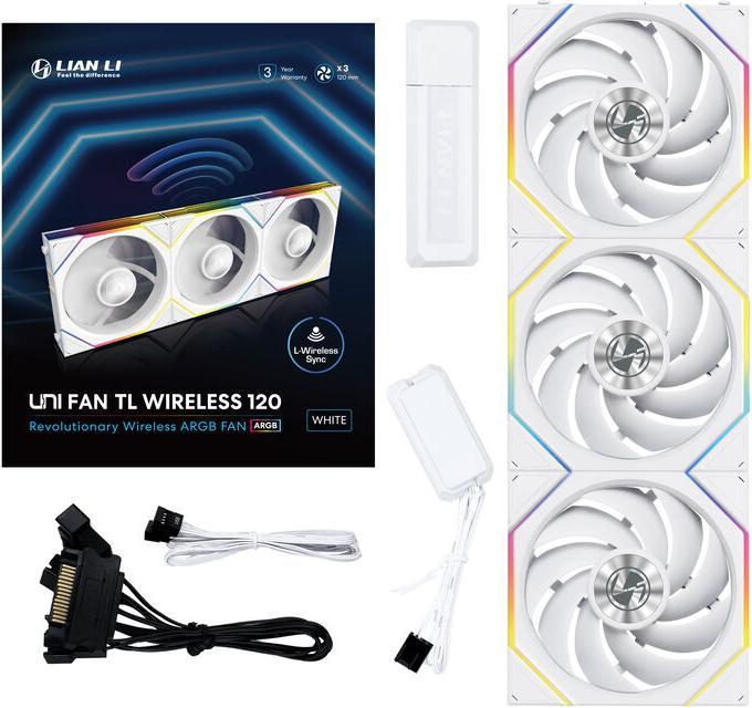 Productafbeelding Lian-Li UNI FAN TL Wireless Lüfter, ARGB, PWM, 3er-Pack - 120 mm, weiss UNI FAN TL Wireless L (120 mm, 3 x)