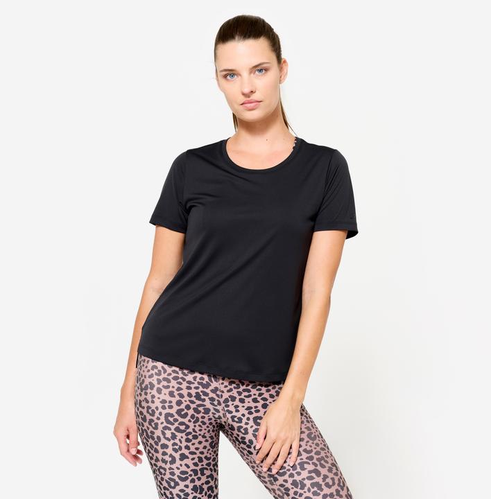 Domyos Women's Short-Sleeved Fitness T-Shirt - Smoky Black