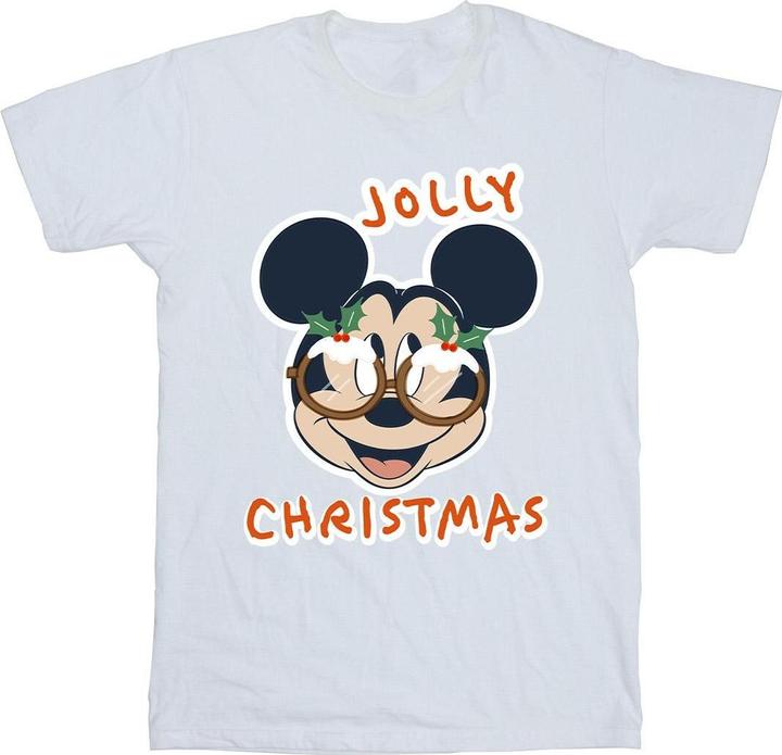 Disney Mickey Mouse Jolly Christmas Glasses TShirt (S)