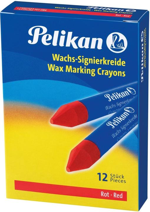 Actual product image Pelikan Wax marking crayon 772, red, diameter: 12 mm suitable for smooth surfaces such as glass, porcelain (Red, 12 x)