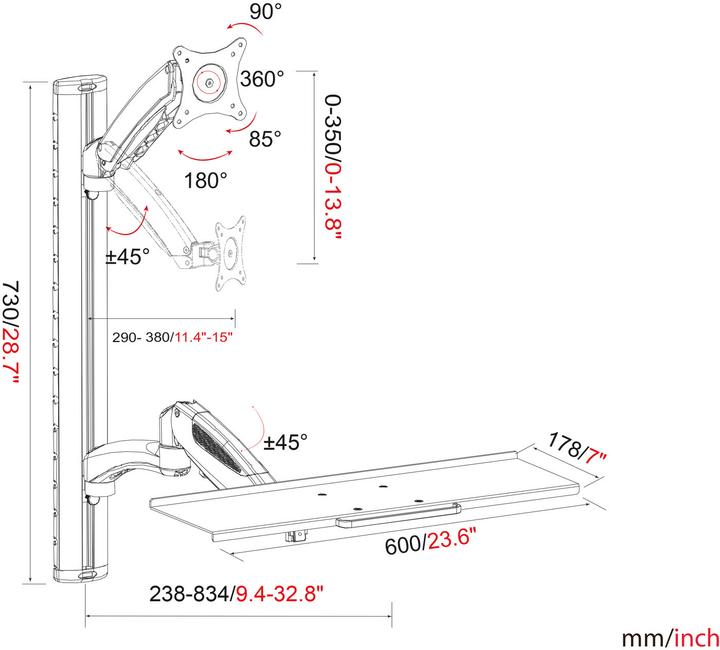 Produktbild Digitus Flexibler Arbeitsplatz,Wandm. (Wand, 27")