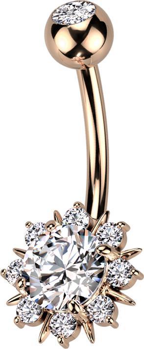 Immagine prodotto Star Piercing Banane rosegold mit Kugel Kristall silber Sonne mit Kristallen (Acciaio chirurgico 316L, Ottone)