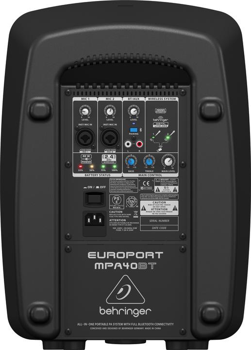 Actual product image Behringer Europort MPA40BT (12 h, Electrical connection)