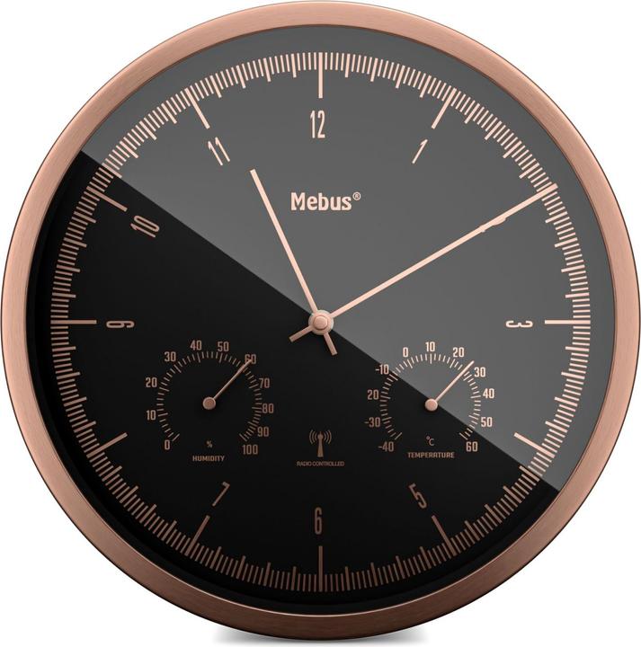 Actual product image Mebus Radio-controlled wall clock with thermo-hygrometer (25 cm)