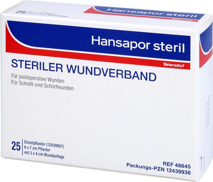 Produktbild Beiersdorf Hansapor steril Wundverband 6 x 7 cm Pflaster mit 3 x 4 cm Wundauflage, 25 St. Wundauflagen (25 x)