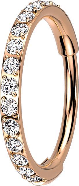 Produktbild Star Piercing Micro Segmentring klappbar rosegold seitlich Kristalle silber (ohne Messing, Titan G23)