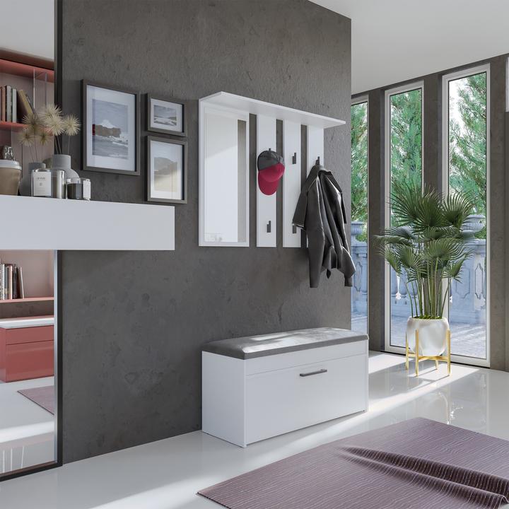 Actual product image Topeshop Hanger + Mirror PARMA 100x15x.81 5 cm White (1 x)