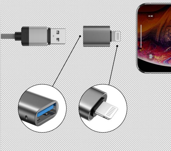 Actual product image Swissten OTG Adapter Lightning(M)/USB-A(F) (USB-A, Lightning)