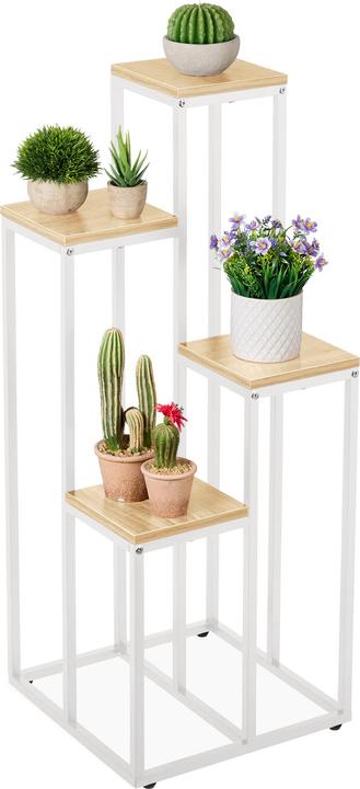 Image du produit Relaxdays Support pour plantes avec 4 étagères 80 x 40 cm, Nature/Blanc