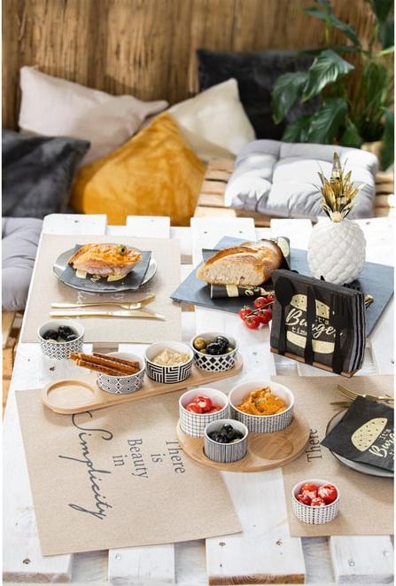 Actual product image Excellent Houseware Bamboo tray with 4 ceramic bowls