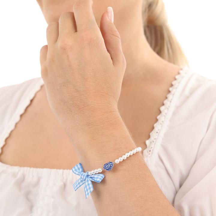 Produktbild Amor Armschmuck für Damen, 925 Sterling Silber, Kristall synth., Muschelkernperle | Herz (18 cm, Silber 925)