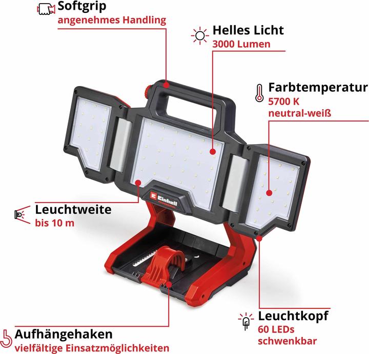 Image du produit Einhell Akku-Lampe TP-CL 3000 Li-Set (3000 lm)