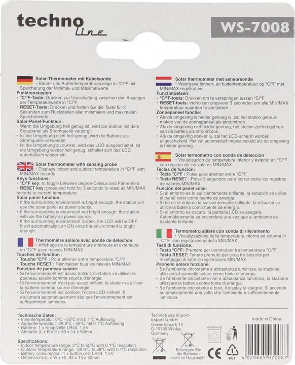 Produktbild Technoline WS 7008 - ThermoMeter
