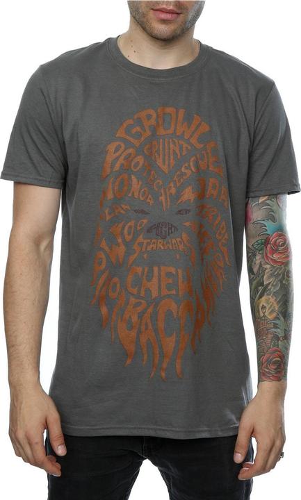 Actual product image Star Wars Mens Chewbacca Text Head T-Shirt (L)