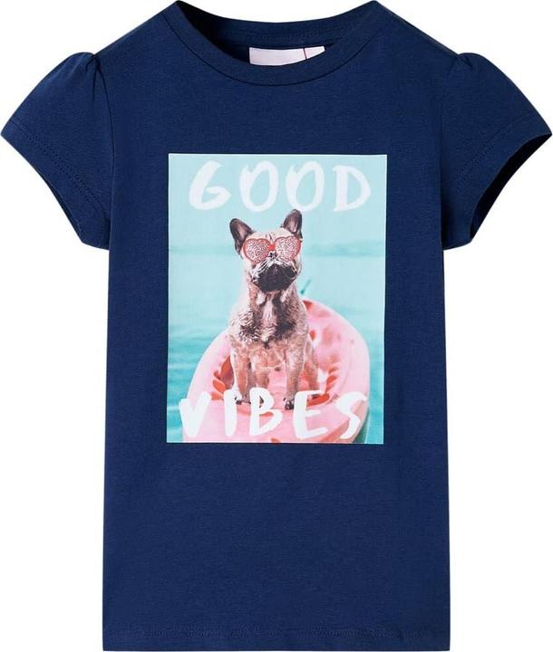 VidaXL Kinder-T-Shirt Marineblau 128,Material: 95 % Baumwolle. 5 (128)