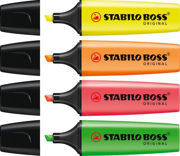 Produktbild STABILO BOSS ORIGINAL Textmarker (Pink, Gelb, Grün, Orange, 5 mm, 4 x)