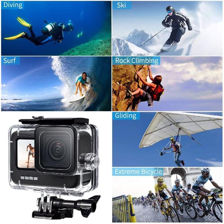 Immagine prodotto Ueli Express GoPro Hero 12 / 11 / 10 / 9 Black Custodia impermeabile Filtro subacqueo e starter set da viaggio (Eroe 12, Hero 11 Nero, Hero 10 Nero, Eroe 9 nero)